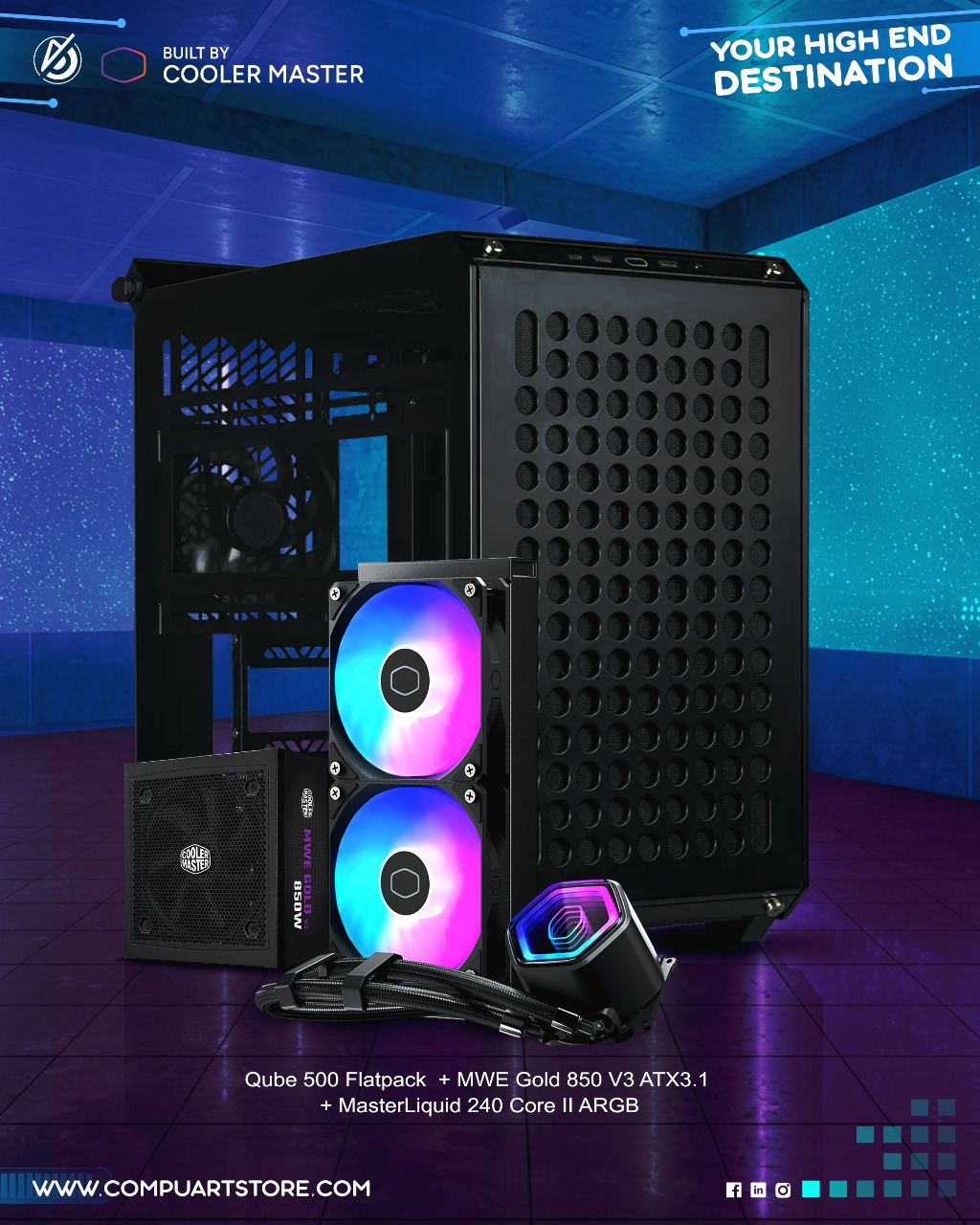 Qube 500 Flatpack Black & White  Plus 850w PSU With Core II 240 Bundle